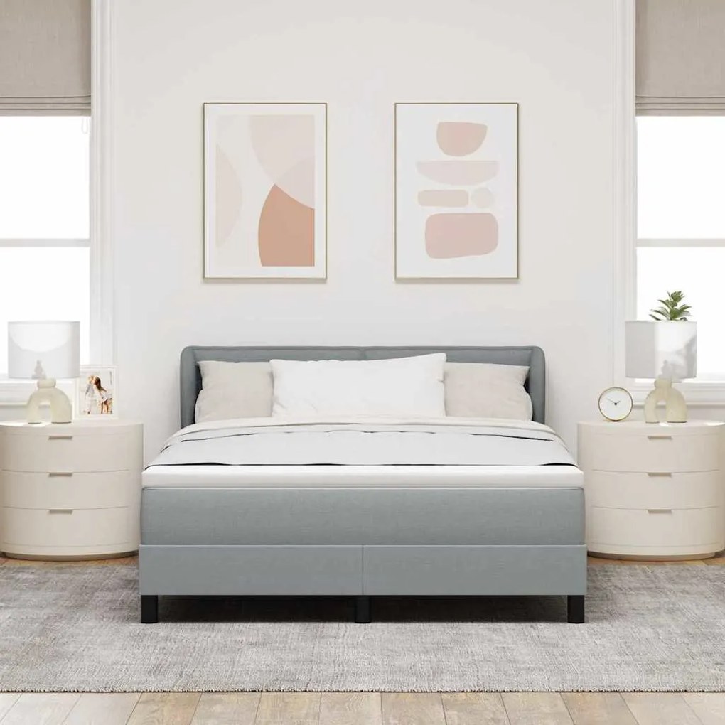 vidaXL Κρεβάτι box spring με στρώμα Ανοιχτό γκρι 140 x 200 cm ύφασμα