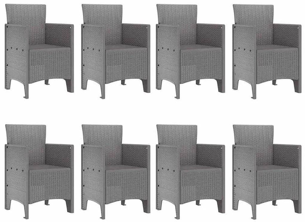 vidaXL Σέτ φαγητού για κήπο 9 pcs Λευκό Rattan Polt