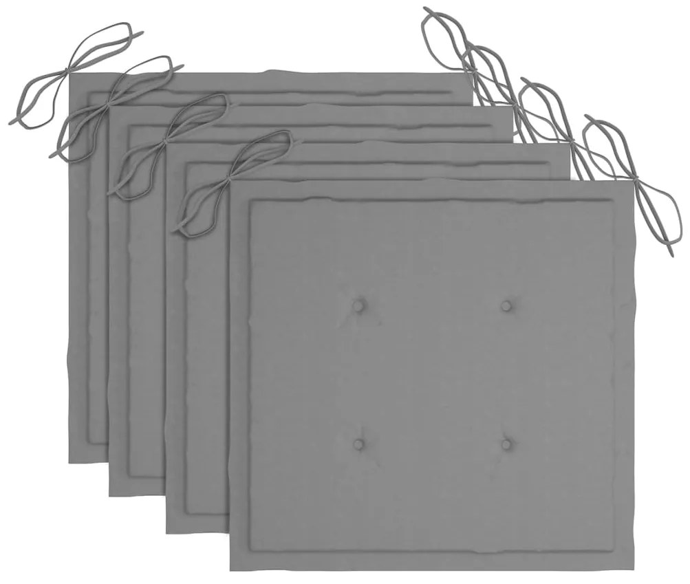 vidaXL Καρέκλες Κήπου 4 τεμ. από Μασίφ Ξύλο Teak με Μαξιλάρια