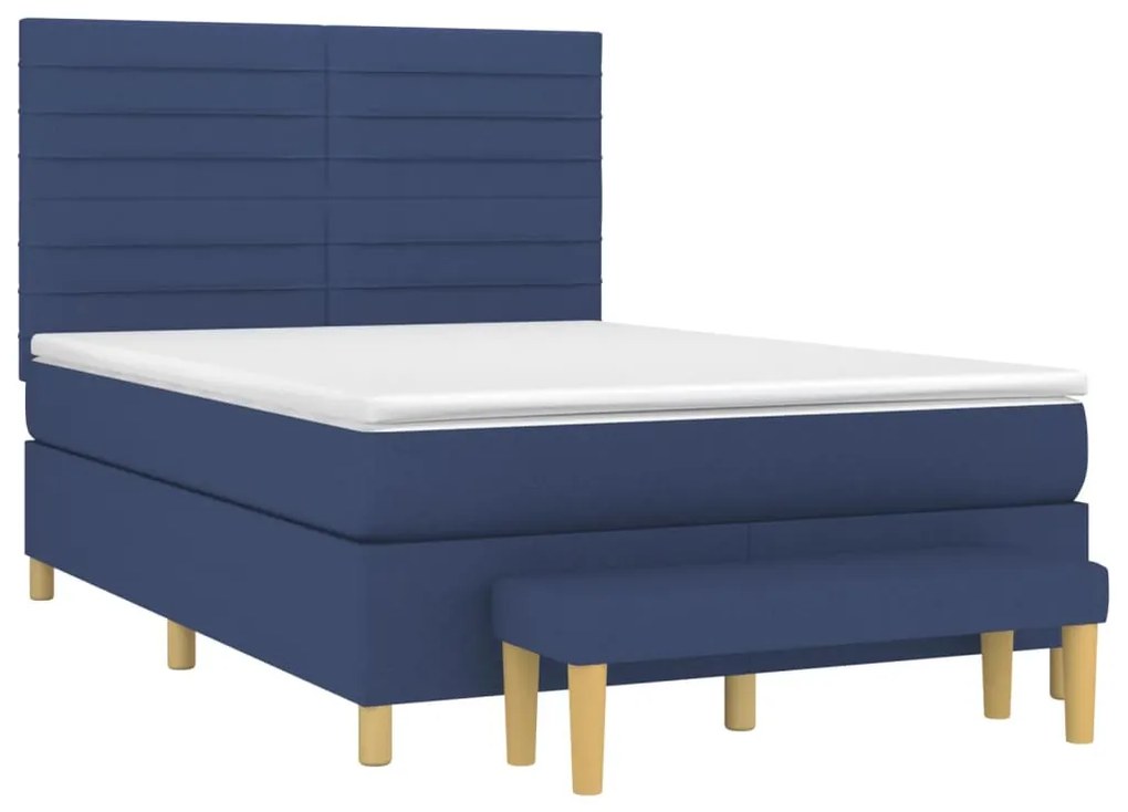 ΚΡΕΒΑΤΙ BOXSPRING ΜΕ ΣΤΡΩΜΑ ΜΠΛΕ 140X190 ΕΚ. ΥΦΑΣΜΑΤΙΝΟ 3137235