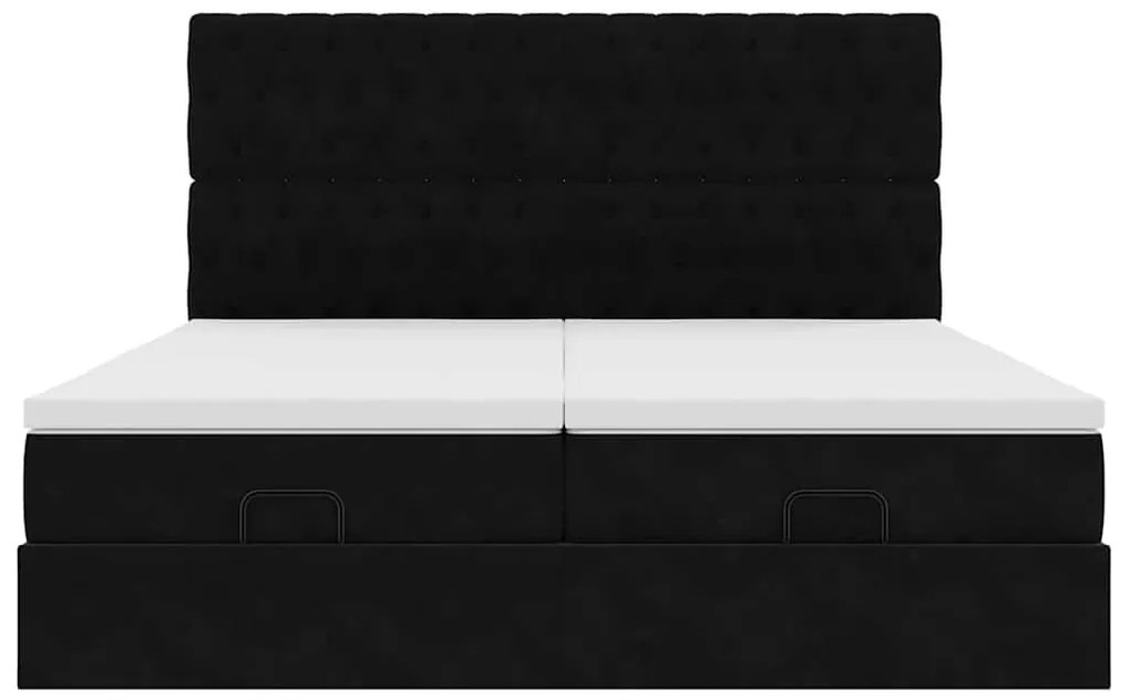 vidaXL Οθωμανικό κρεβάτι με στρώματα Μαύρο 180x200cm Velvet