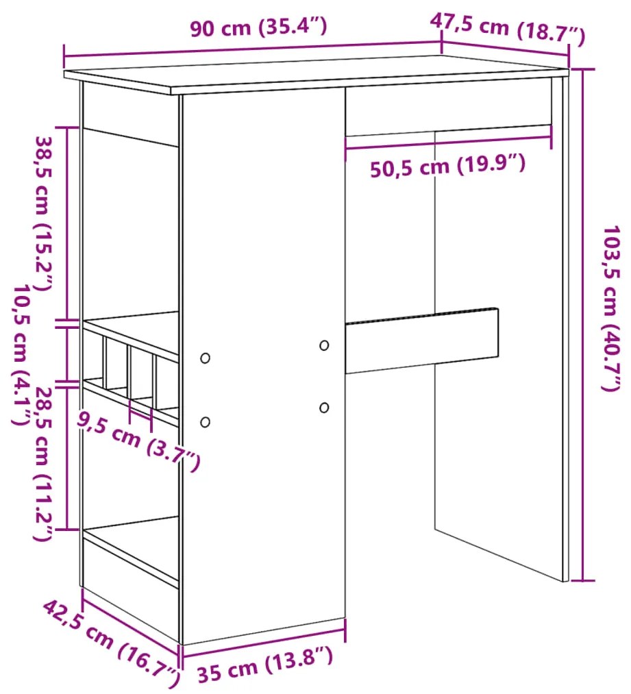 ΤΡΑΠΕΖΙ ΜΠΑΡ ΜΕ ΡΑΓΕΣ ΔΡΥΣ 90X47,5X103,5 ΕΚ. ΕΠΕΞΕΡΓ. ΞΥΛΟ 854345