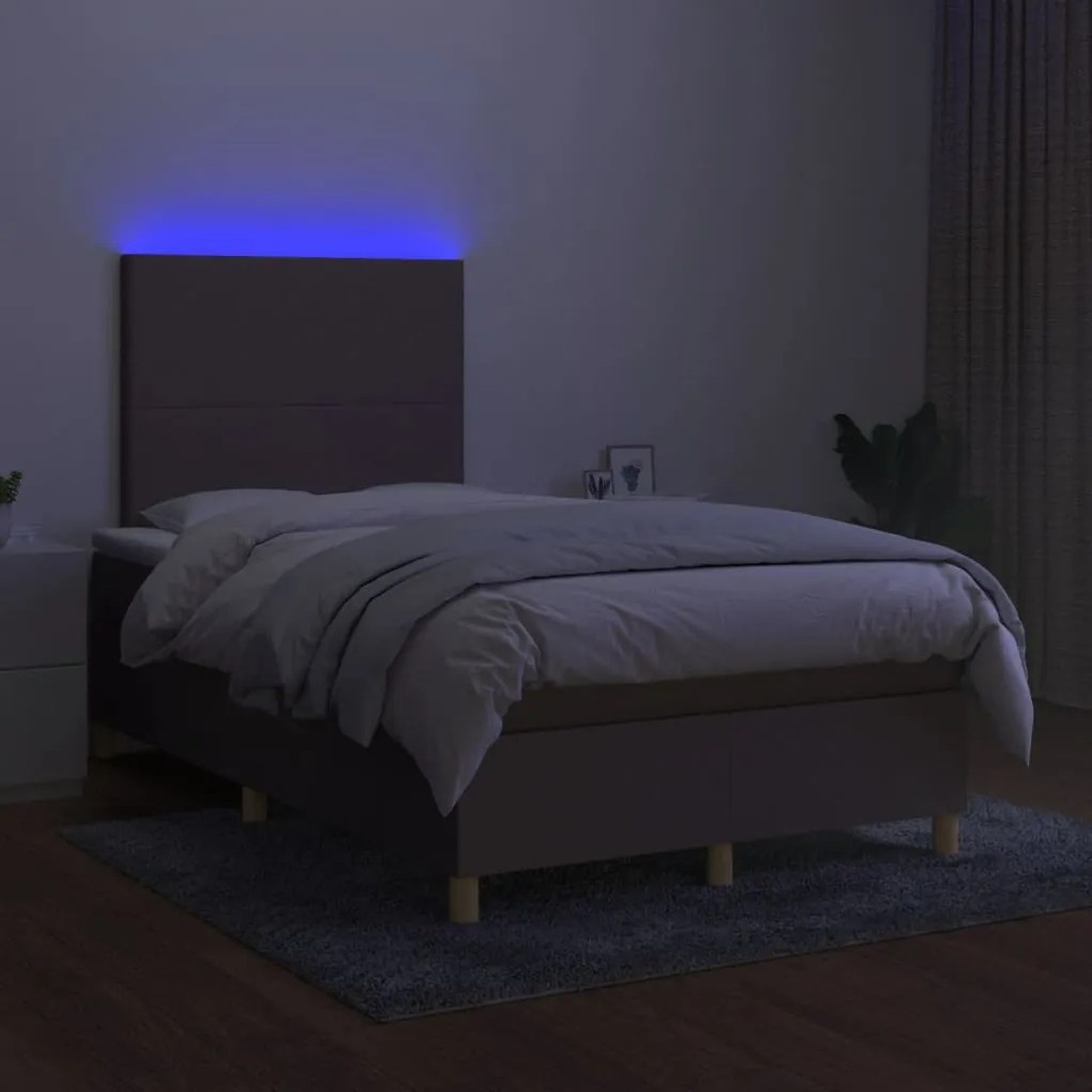 ΚΡΕΒΑΤΙ BOXSPRING ΜΕ ΣΤΡΩΜΑ &amp; LED TAUPE 120X190 ΕΚ. ΥΦΑΣΜΑΤΙΝΟ 3270236