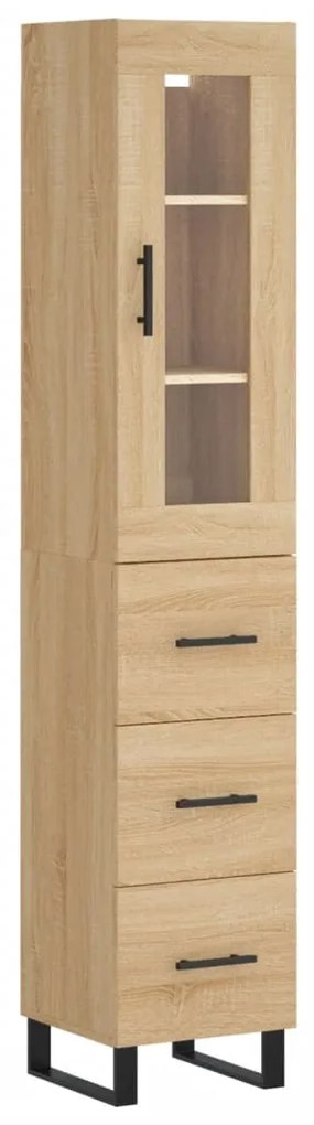 vidaXL Μπουφές Sonoma δρυς 34,5 x 34 x 180 εκ. από Επεξεργασμένο Ξύλο