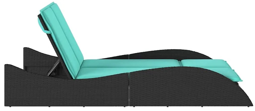 vidaXL Ξαπλώστρα με Μαξιλάρια Μαύρη 114 x 205 x 73 εκ. από Συνθετικό Ρατάν