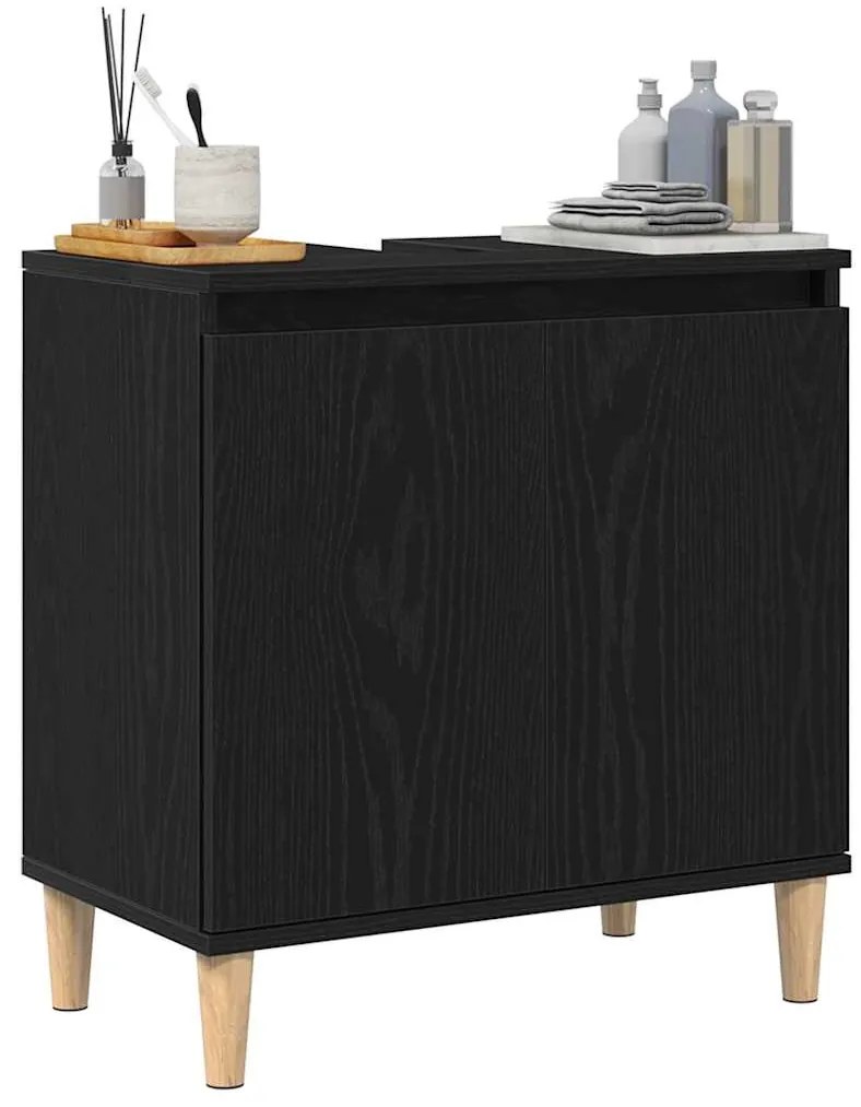 vidaXL Ντουλάπι νιπτήρα Μαύρη δρυς 58 x 33 x 60 εκ. Επεξεργασμένο ξύλο
