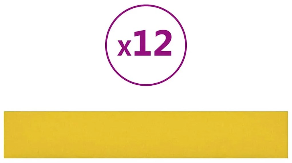 vidaXL Πάνελ Τοίχου 12 τεμ. Ανοιχτό Κίτρινα 90x15εκ. 1,62μ² Υφασμάτινα