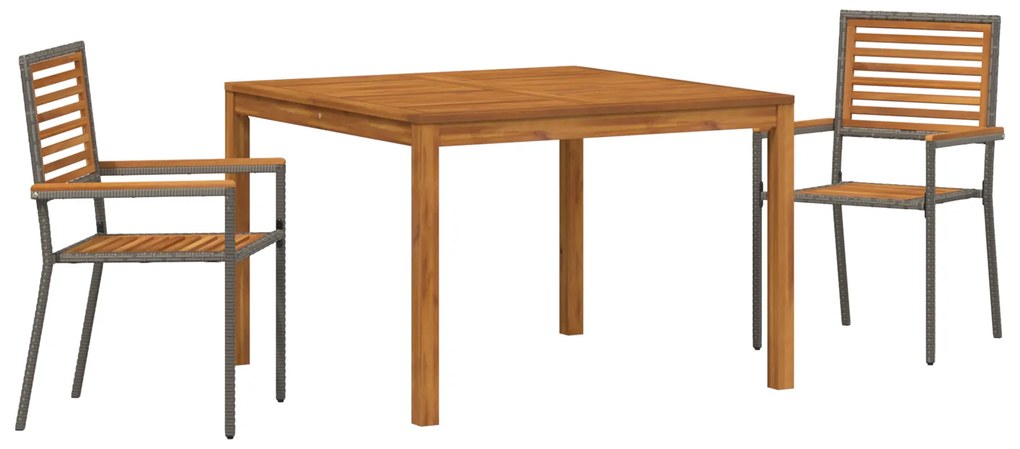 vidaXL Σετ Τραπεζαρίας Κήπου 3 pcs Γκρι 110 x 110 x 75 cm