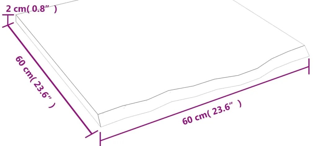 vidaXL Επιφάνεια Τραπεζιού 60x60x2 εκ. Ακατέργαστο Μασίφ Ξύλο Δρυός