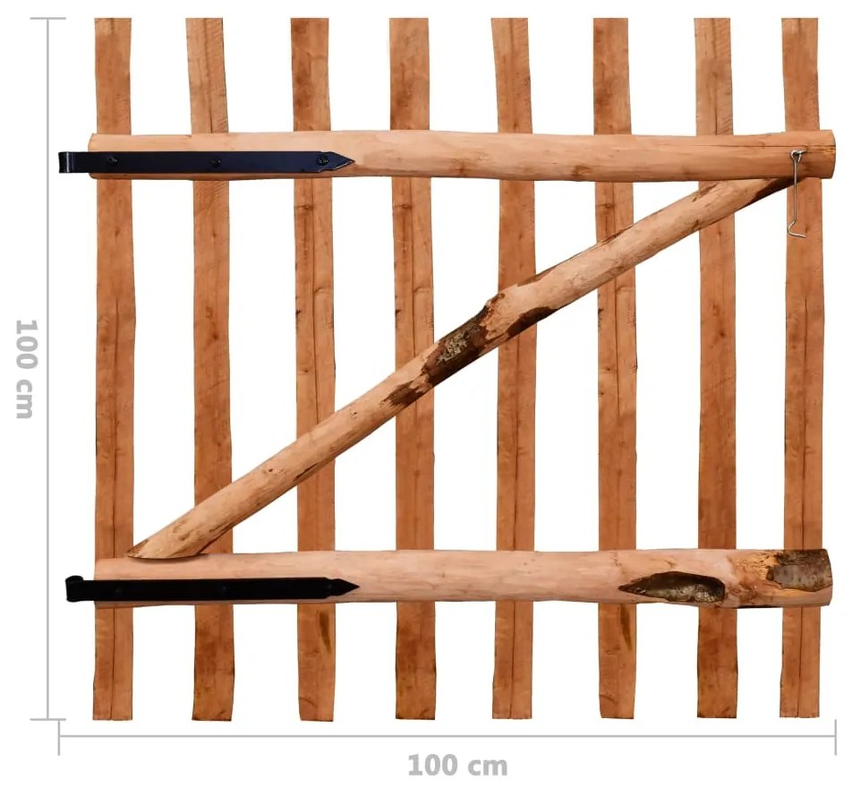 vidaXL Πόρτα Φράχτη Μονή 100 x 100 εκ. από Ξύλο Φουντουκιάς