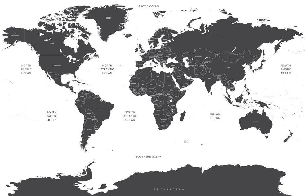 Εικόνα στον παγκόσμιο χάρτη φελλού με μεμονωμένες πολιτείες σε γκρι - 120x80  peg