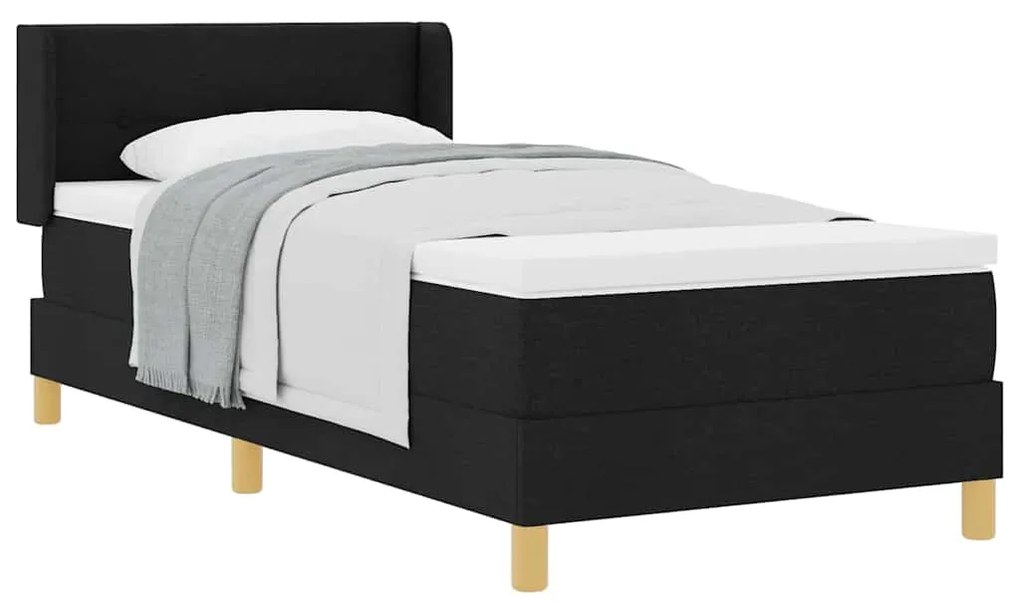 vidaXL Κρεβάτι με ελατήρια Μαύρο και Λευκό 90 x 200 cm ύφασμα