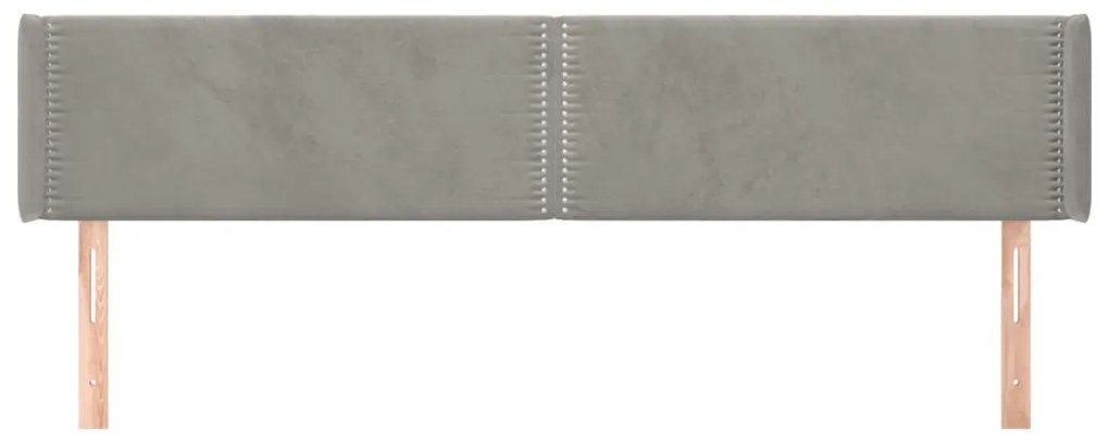 Κεφαλάρι με Πτερύγια Ανοιχτό Γκρι 183x16x78/88 εκ. Βελούδινο 3118688