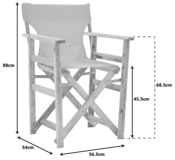 Καρέκλα-πολυθρόνα σκηνοθέτη Kompa pakoworld μασίφ ξύλο οξιάς σε απόχρωση άβαφου ξύλου με λαχανί πανί - 200-001113