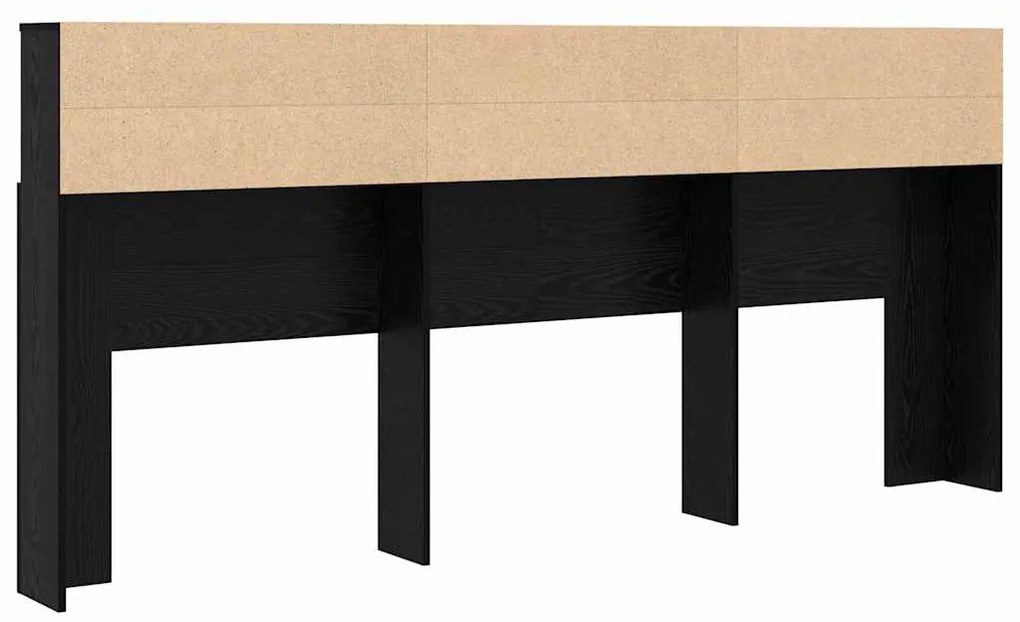 vidaXL Κρεβάτι με Κεφαλάρι με ράφι Μαύρη δρυς 220 x 19 x 101.5 εκ