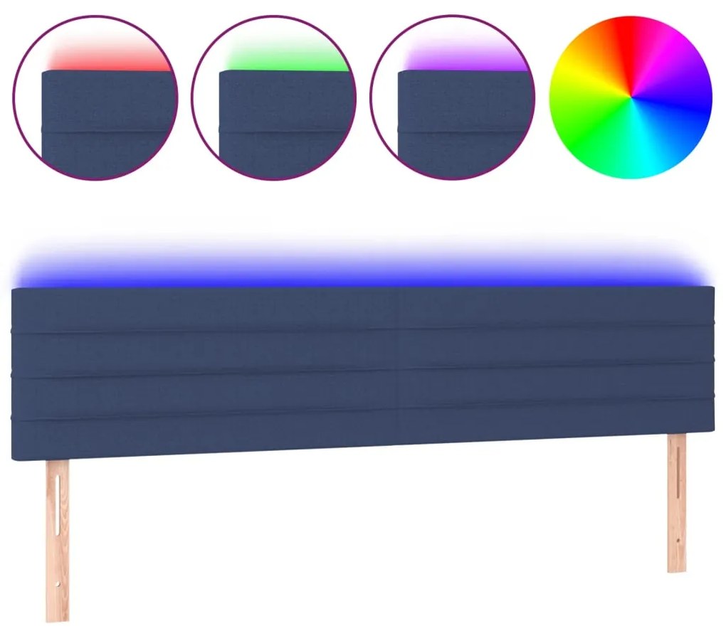 Κεφαλάρι Κρεβατιού LED Μπλε 160x5x78/88 εκ. Υφασμάτινο 3121764