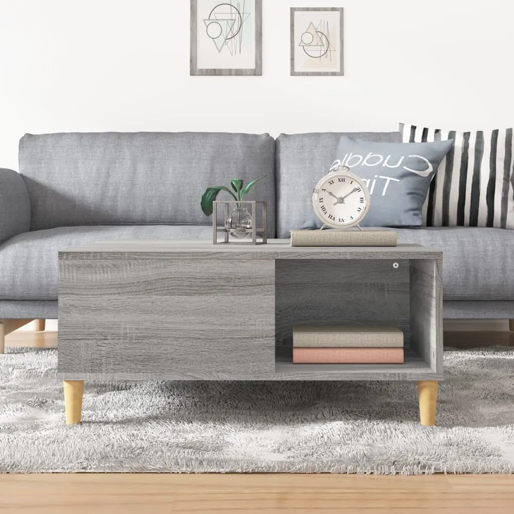 vidaXL Τραπεζάκι Σαλονιού Γκρι Sonoma 80x80x36,5εκ. Επεξεργασμένο Ξύλο