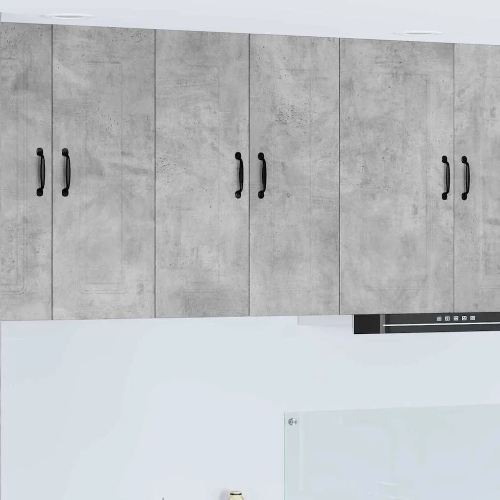 vidaXL Κρεμαστό ντουλάπι κουζίνας με ράφι 2 pcs Σκυρόδεμα Γκρι