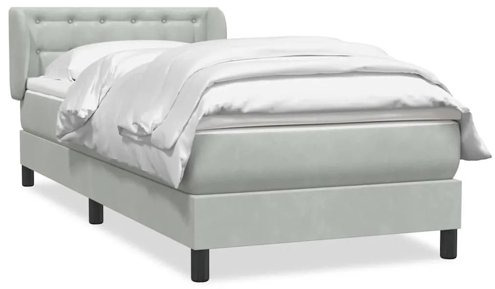 Box Spring κρεβάτι με στρώμα ανοιχτό γκρι 80x220 cm Βελούδινο 3317883