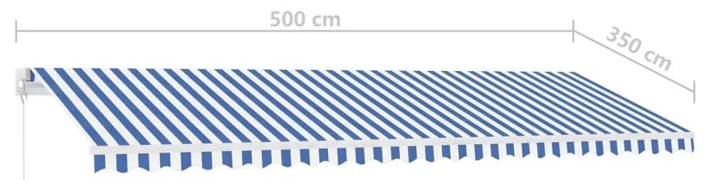 Τέντα Συρόμενη Χειροκίνητη Ανεξάρτητη Μπλε/Λευκό 500x350εκ. - Μπλε