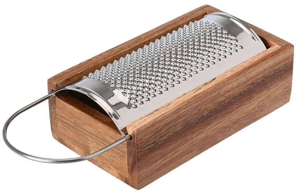 Τρίφτης Τυριού Με Δοχείο Allure 01-19143 22x6,5x9cm Inox-Natural Estia Steel,Wood