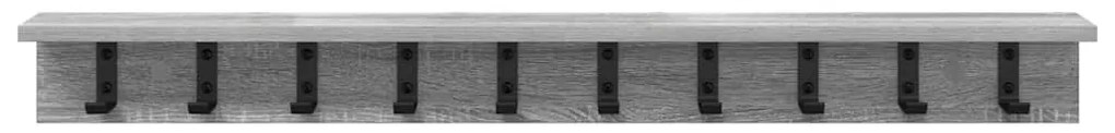 vidaXL Τοίχου Κρεμάστρα με ράφι Γκρι sonoma 100 x 10.5 x 10.5 εκ