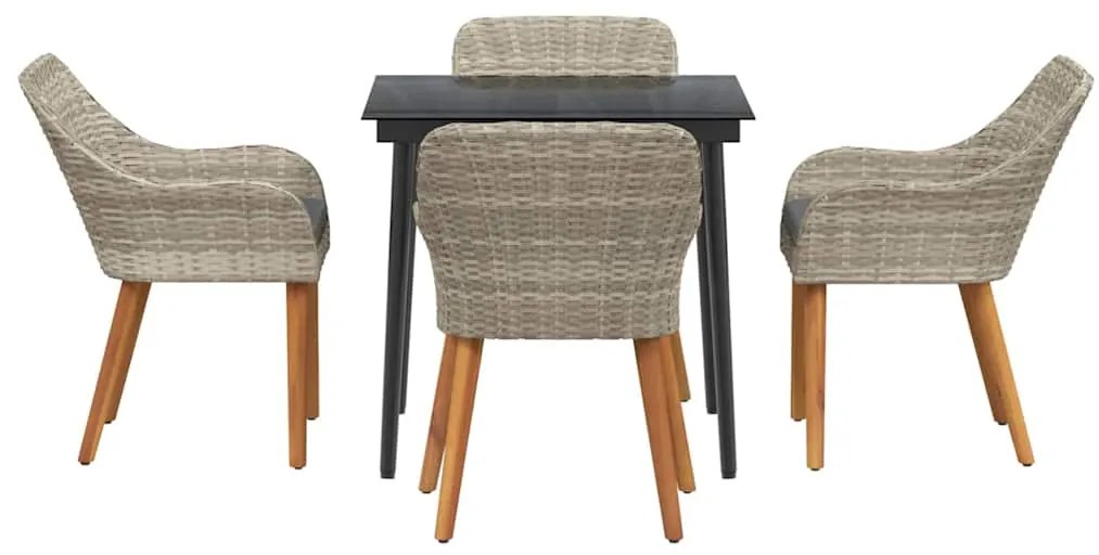 vidaXL Σέτ φαγητού για κήπο 5 pcs Ανοιχτό γκρι συνθετικό ρατάν