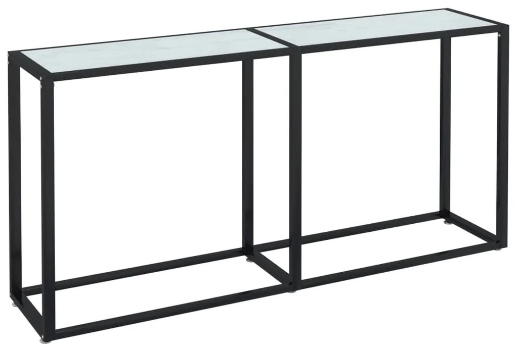 Τραπέζι Κονσόλα Λευκό Όψη Μαρμάρου 160x35x75,5 εκ. Ψημένο Γυαλί - Λευκό