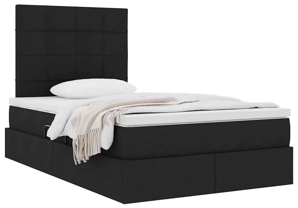 vidaXL Κρεβάτι με αποθηκευτικό χώρο και στρώμα Μαύρο 120 x 200 cm