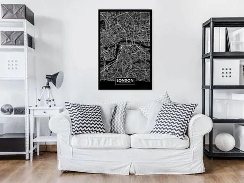 Πίνακας - Dark Map of London (1 Part) Vertical - 60x90