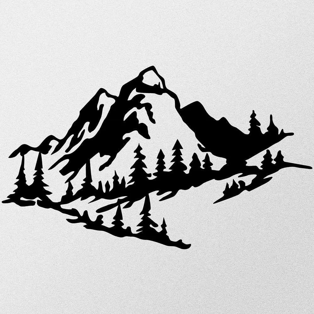 Διακοσμητικό Τοίχου Mountain 279ENZ1128 47x40cm Black Wallity Metal