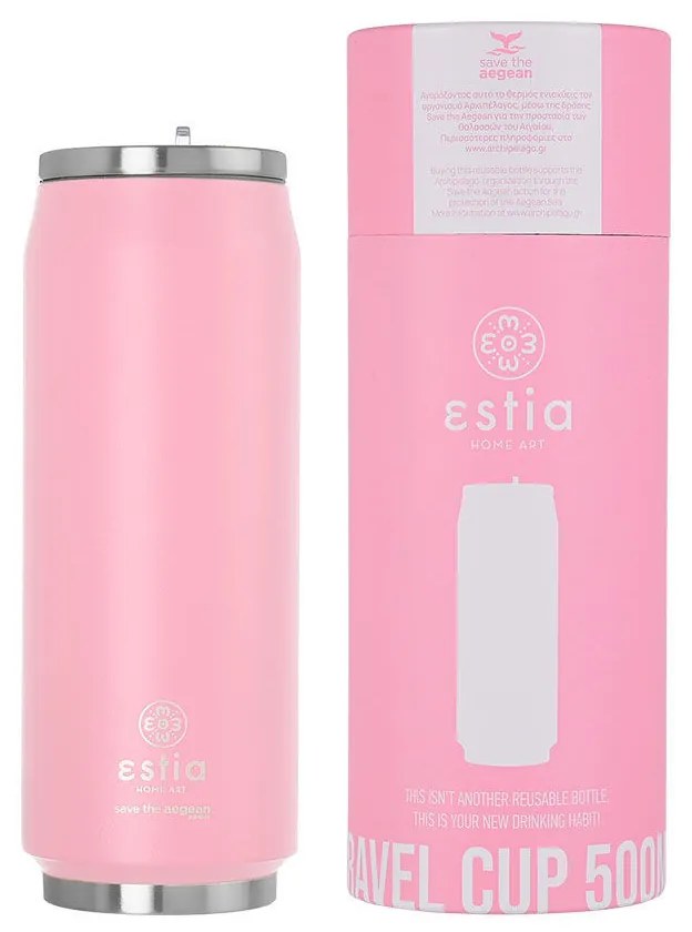 Θερμός-Ποτήρι Ανοξείδωτο Blossom Rose Save The Aegean Estia 500ml-7x19εκ. 01-10317