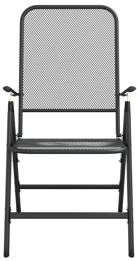 vidaXL Καρέκλες Κήπου Πτυσσόμ. 2 τεμ. Ανθρακί Εκτετ. Μεταλλικό Πλέγμα