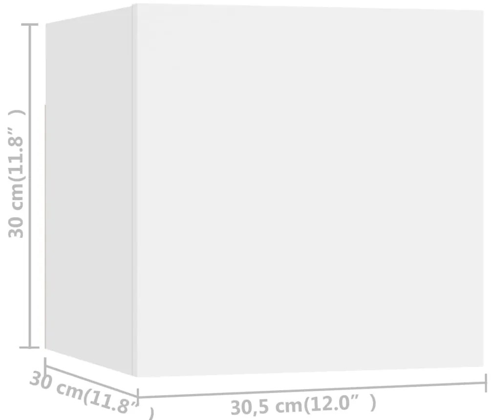 vidaXL Έπιπλα Τηλεόρασης Κρεμαστά 8 Τεμαχίων Λευκό 30,5 x 30 x 30 εκ.