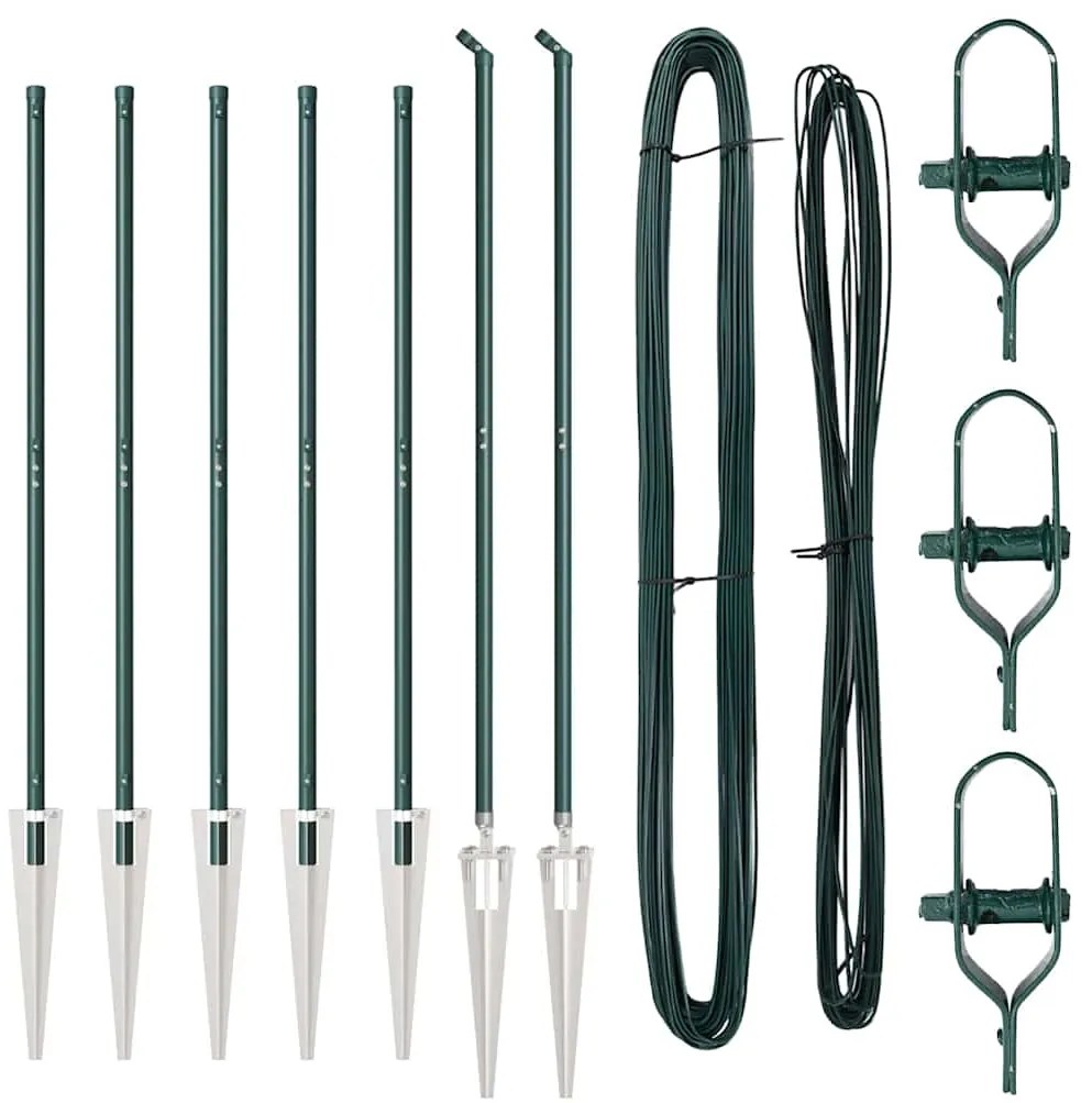 vidaXL Στύλος Περιφράξεων 7 pcs Πράσινο Ατσάλι