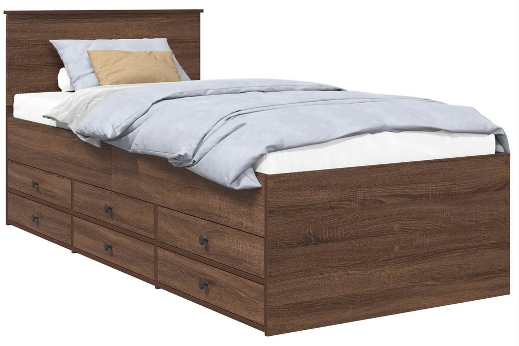 vidaXL Καναπές Κρεβάτι με συρτάρι Καφέ δρυς και Μαύρο 100 x 200 cm