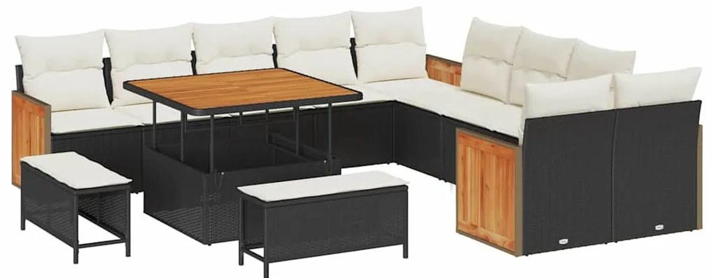 vidaXL Σετ Καναπέ Κήπου 13 pcs Μαύρο και κρεμ 100 x 100 x 71 cm