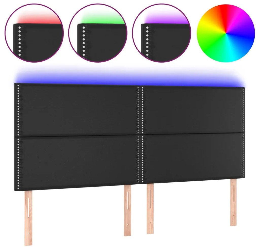 vidaXL Κεφαλάρι Κρεβατιού LED Μαύρο 200x5x118/128 εκ