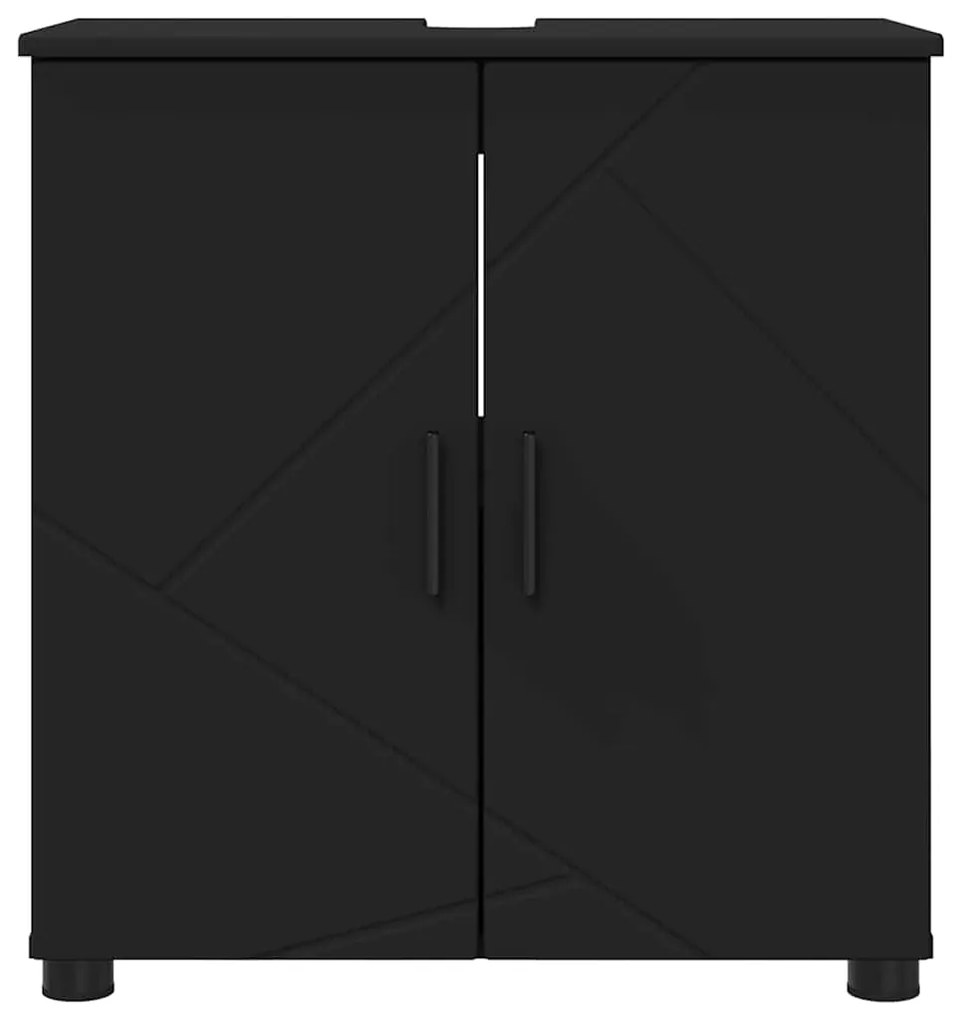 vidaXL Ντουλάπι Μπάνιου Μαύρο 61 x 35 x 64 εκ. Επεξεργασμένο ξύλο