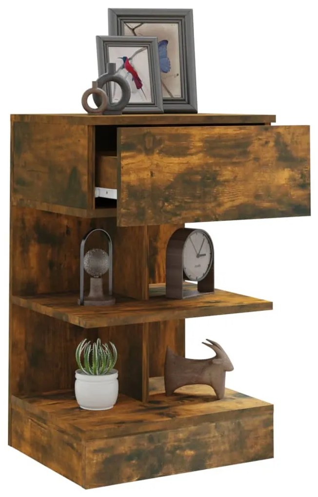 vidaXL Κομοδίνο Καπνιστή βελανιδιά 40x35x65 εκ. από Επεξεργασμένο Ξύλο