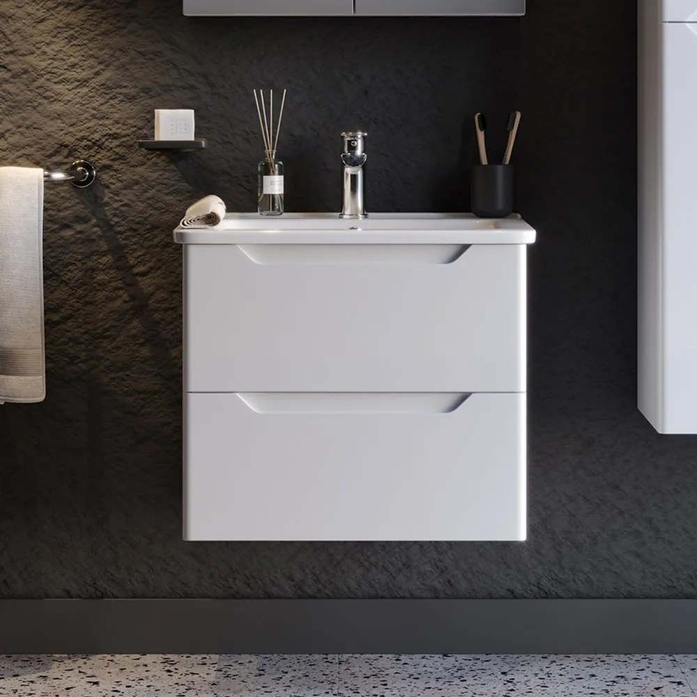 Έπιπλο Μπάνιου Πάγκος Με Νιπτήρα Perla 60 S3BPERL060W 60x46x53cm White Κεραμικό,Mdf