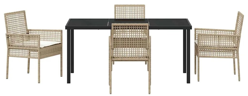 vidaXL Σέτ φαγητού για κήπο με μαξιλάρι 5 pcs Μπεζ Πολυ ράταν