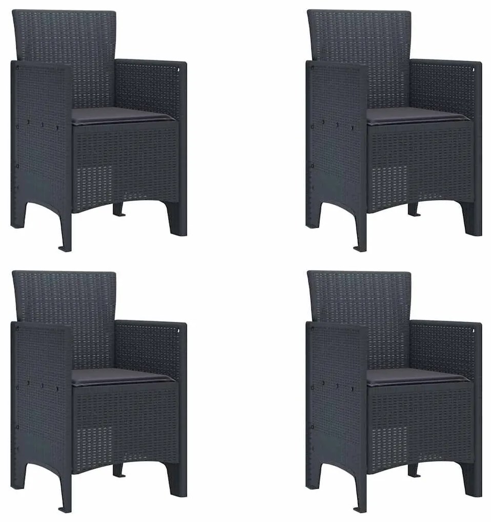 vidaXL Σέτ φαγητού για κήπο 5 pcs Ανθρακί Rattan Polt