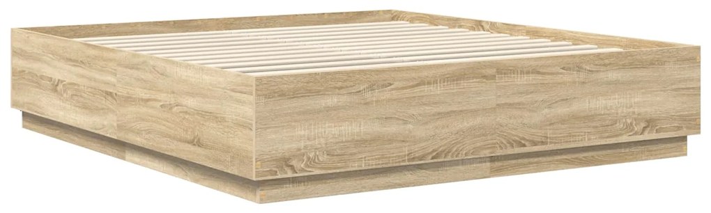 vidaXL Σκελετός Κρεβατιού Δρύς Sonoma 200 x 200 cm Επεξεργασμένο ξύλο