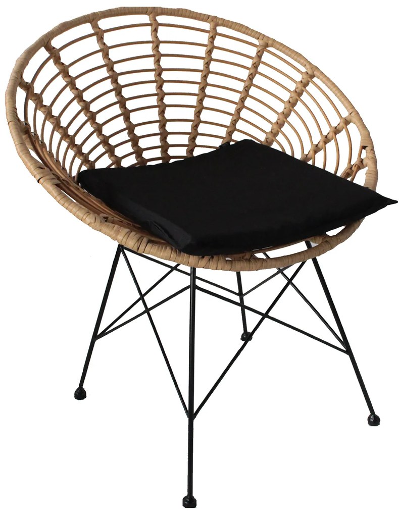 Καρέκλα Κήπου ArteLibre AELIUS Φυσικό/Μαύρο Μέταλλο/Rattan 72x62x78cm-14510021