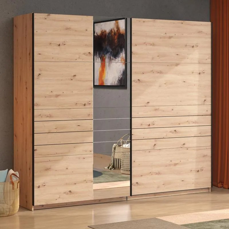 Ντουλάπα Συρόμενη VEYMONT 245 OG με Καθρέπτη Artisan Oak 245x61x218εκ. 245x61x218 εκ.