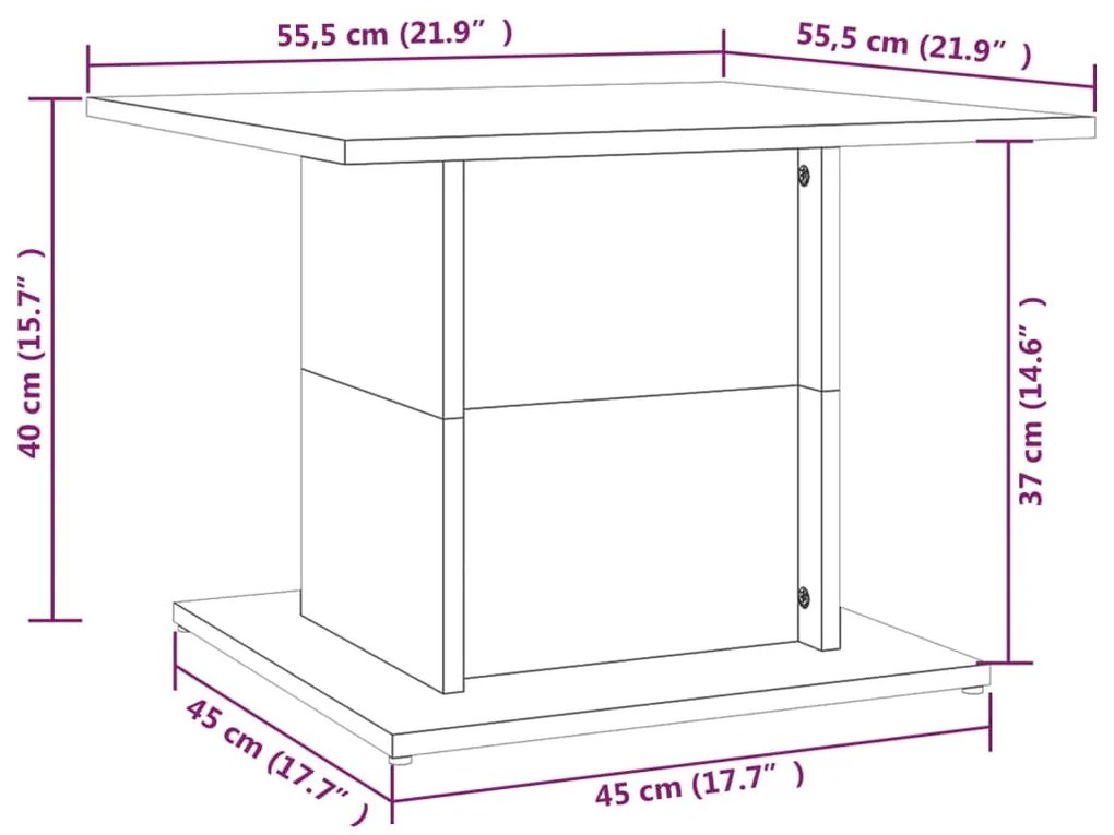 Τραπεζάκι Σαλονιού Μαύρο 55,5x55,5x40 εκ. Επεξεργασμένο Ξύλο 810317