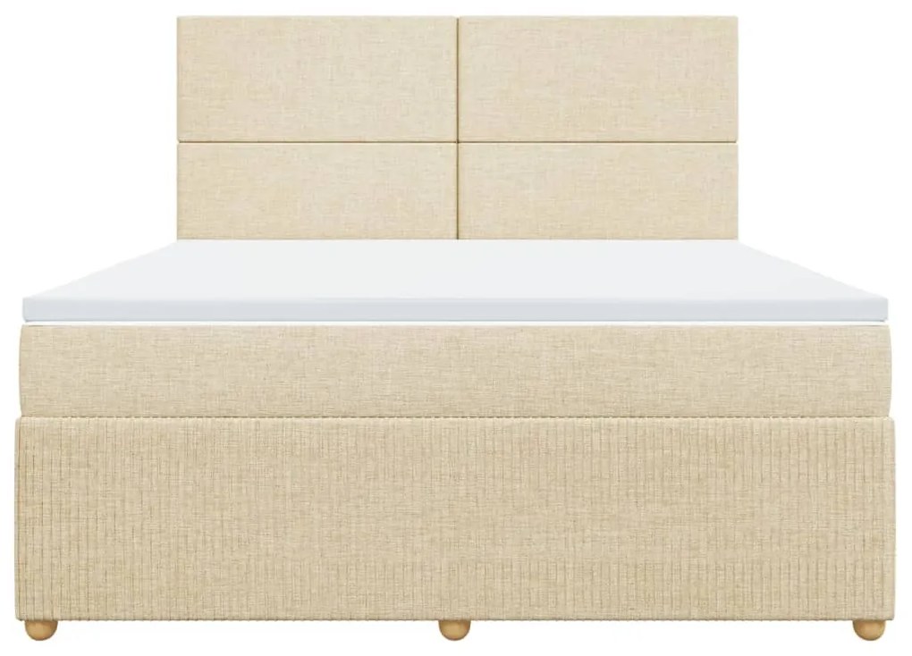 vidaXL Κρεβάτι Boxspring με Στρώμα Κρεμ 180x200 εκ. Υφασμάτινο