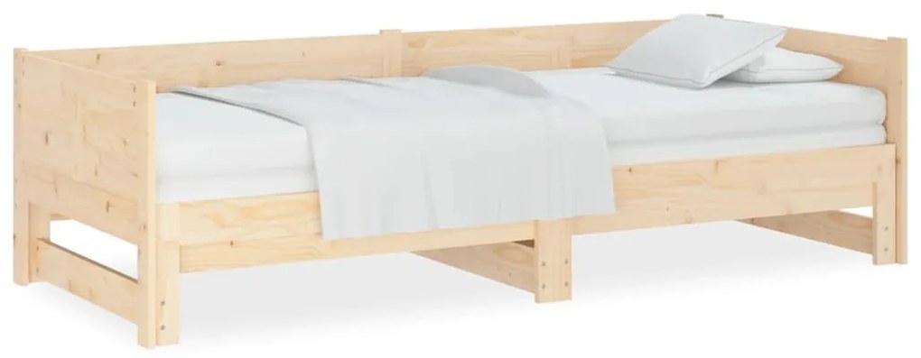 vidaXL Καναπές Κρεβάτι Συρόμενος 2x(80x200) εκ. από Μασίφ Ξύλο Πεύκου