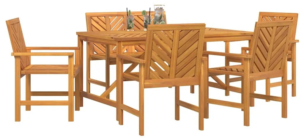 vidaXL Σέτ φαγητού για κήπο 6 pcs Καφέ Στερεό Ξύλο Ακακίας